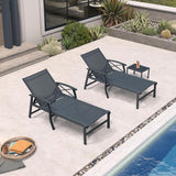 PURPLE LEAF Oversized Chaise Lounge Chair Outdoor Extra Wide Pool Lounge Chairs 5 Adjustable Position with Armrests and Side Table, Aluminum Patio Lounge Chair for Outside, Backyard, Pool