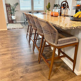 PURPLE LEAF Outdoor Bar Stools Wicker Rattan Bar Stools with Back Aluminum Outside Garden Patio Bar Chairs