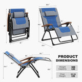 PURPLE LEAF Outdoor Reclining Chair Patio Zero Gravity Chaise Lounge Folding Chair with Quilted Cushion Adjustable Headrest for Lawn Camping Beach Pool