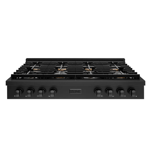 ZLINE 48" Paramount Gas Rangetop Black Stainless Steel Brass Burners SRTB-BR-48