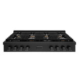 ZLINE 48" Paramount Gas Rangetop Black Stainless Steel Brass Burners SRTB-BR-48
