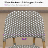 PURPLE LEAF Outdoor Bar Height Stools Set of 2 French Country Patio Rattan Bar Stool Chairs Outdoor Armless Barstools for Porch Garden Indoor Kitchen