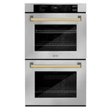 ZLINE 30"Professional True Convection Double Wall Oven, Air Fry, Self Clean, Stainless Steel, Gold WADZ-30-G