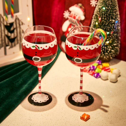Santa's Elf Stemmed Wine & Water Glasses - Set of 2