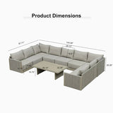 PURPLE LEAF Sanori L-Shaped Patio Couch Set Modular Sofa with Beige Cushions and Ottoman for Backyard