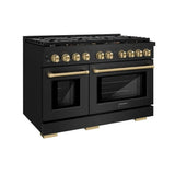 ZLINE 48"Gas Range, Convection Gas Oven, Black, Champagne Bronze,SGRBZ-48-CB