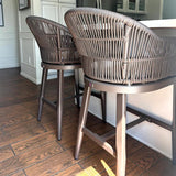 PURPLE LEAF Outdoor Bar Stools Rattan Bar Stools Counter Stools with Back and Cushions  for Patio, Garden, Kitchen