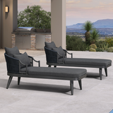 PURPLE LEAF Outdoor Lounge Chair, Patio Chaise Lounge with Cushioned Seat & Supportive Armrests, Ergonomic Aluminum Pool Lounge Chairs for Backyard Deck Poolside, Teak