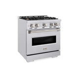 ZLINE 30" Dual Fuel Range, Gas Cooktop, Electric Convection Oven DuraSnow® Stainless Steel, Brass Burners CDRS-BR-30