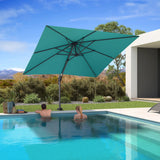 PURPLE LEAF Pool Umbrella Outdoor Cantilever Umbrella with In-ground Base