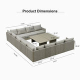 PURPLE LEAF Sanori L-Shaped Patio Couch Set Modular Sofa with Beige Cushions and Ottoman for Backyard
