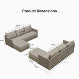PURPLE LEAF Sanori L-Shaped Patio Couch Set Modular Sofa with Beige Cushions and Ottoman for Backyard