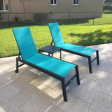 PURPLE LEAF Outdoor Aluminum Chaise Lounge with Wheels and Side Table for Outdoor Backyard Poolside