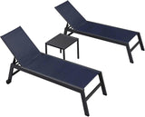 PURPLE LEAF Patio Chaise Lounge Textilene Pool with Wheels Sunbathing Chair for Outdoor, Beach, Yard, Side Table Included