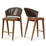 PURPLE LEAF Bar Stool Rattan Bar Stools Counter Stools with Back Metal Bar Height Stool Outdoor Bar Chair for Garden Kitchen