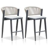PURPLE LEAF Counter Height Bar Stool Set of 2 Outdoor Stool Chair with Footrest Patio Bar Height Stools Rattan Barstools for Outdoor or Indoor