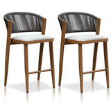PURPLE LEAF Counter Height Bar Stool Set of 2 Outdoor Stool Chair with Footrest Patio Bar Height Stools Rattan Barstools for Outdoor or Indoor