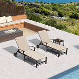PURPLE LEAF Outdoor Chaise Lounge Patio Pool Lounger Aluminum Chairs with Side Table Adjustable Tanning Recliner for Outside Yard Deck Lawn Garden Beach