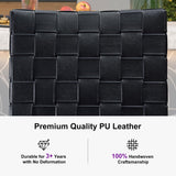PURPLE LEAF Outdoor Counter Height Stools Set of 2, PU Leather Patio Bar Set with Aluminum Frame, Bar Chairs for Poolside, Garden, Kitchen Island