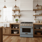 Kucht 30" Gas Range in Stainless Steel with Light Blue Oven Door, KNG301-LB