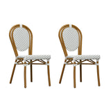 PURPLE LEAF Patio Dining Chair Set of 2 French Aluminium Frame Chairs with Rattan for Indoor Kitchen Deck Bistros Cafe Restaurant