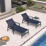 PURPLE LEAF Oversized Chaise Lounge Chair Outdoor Extra Wide Pool Lounge Chairs 5 Adjustable Position with Armrests and Side Table, Aluminum Patio Lounge Chair for Outside, Backyard, Pool