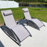 PURPLE LEAF Patio Chaise Lounge Set Outdoor Beach Pool Sunbathing Lawn Lounger Recliner Chair Outside Chairs with Side Table Included
