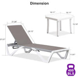 PURPLE LEAF Patio Chaise Lounge Chair Outdoor Plastic Textilene Sun Bathing Recliner Tanning Pool Lounger with 6 Adjustable Position for Outside Beach in-Pool Lawn Poolside