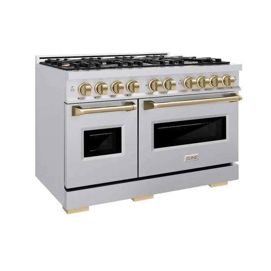 ZLINE 48" Dual Fuel Range, Gas Cooktop, Electric Convection Oven Stainless Steel, Champagne Bronze CDRZ-48-CB