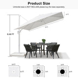 PURPLE LEAF Morden White Outdoor Umbrella Premium Aluminum Patio Cantilever Pool Sun Umbrellas