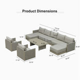 PURPLE LEAF Sanori L-Shaped Patio Couch Set Modular Sofa with Beige Cushions and Ottoman for Backyard