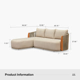 PURPLE LEAF Hailar L-Shaped Patio Conversation Set with Genuine Teak Cushions and Pillows Olefin Rope Backres Outdoor Couch Sets for Backyard Porch