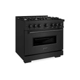 ZLINE 36" Dual Fuel Range, Gas Cooktop, Electric Convection Oven Black Stainless Steel, CDRB-36