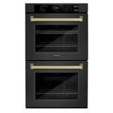 ZLINE 30"Professional True Convection Double Wall Oven, Air Fry, Self Clean Black Stainless Steel, Champagne Bronze WADBZ-30-CB