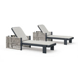 PURPLE LEAF Outdoor Chaise Lounge with Wraparound Armrests and Cushion Aluminum Reclining Tanning Pool Lounge Chairs for Patio Poolside Backyard