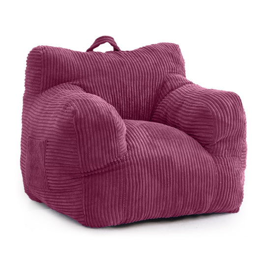 MAXYOYO Kids Bean Bag Chair, Corduroy Bean Bag Couch with Armrests for Children's Room (Rose Pink)