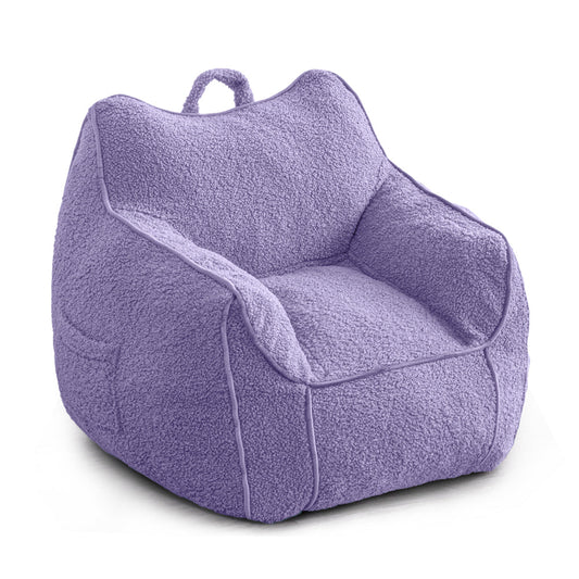 MAXYOYO Kids Bean Bag Chair, Sherpa Bean Bag Couch with Decorative Edges for children's room (Purple)