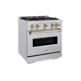 ZLINE 30" Dual Fuel Range, Gas Cooktop, Electric Convection Oven Stainless Steel, Champagne Bronze CDRZ-30-CB