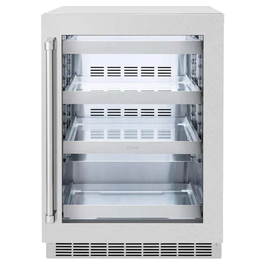 ZLINE 24" Touchstone 151 Can Beverage Fridge DuraSnow® Stainless Steel Glass Door RBSO-SN-24
