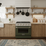 Kucht 30" Gas Range in Stainless Steel with Olive Green Oven Door, KNG301-OG