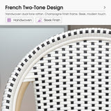 PURPLE LEAF Patio French Counter Stool Set of 2 Outdoor Backrest Barstools Aluminum Frame Woven Rattan for Indoor Kitchen Garden Balcony Restaurant