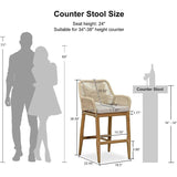 PURPLE LEAF Modern Bar Stools Aluminum Bar Stool with Cushion for Indoor and Outdoor, Kitchen Island