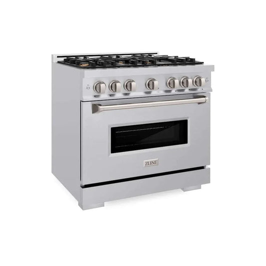 ZLINE 36" Classic Gas Range, Convection Gas Oven, Stainless Steel, Brass Burners, CGR-BR-36