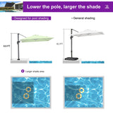 PURPLE LEAF Pool Umbrella Outdoor Cantilever Umbrella with In-ground Base