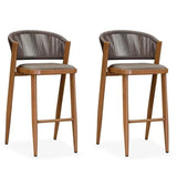 PURPLE LEAF Bar Stool Rattan Bar Stools Counter Stools with Back Metal Bar Height Stool Outdoor Bar Chair for Garden Kitchen