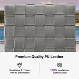 PURPLE LEAF Outdoor Counter Height Stools Set of 2, PU Leather Patio Bar Set with Aluminum Frame, Bar Chairs for Poolside, Garden, Kitchen Island