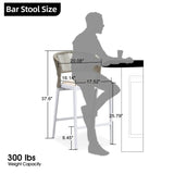 PURPLE LEAF Outdoor Bar Stool Set of 6, Wicker Chairs Bar Chairs with Cushion, All-Weather Patio Furniture kitchen stools