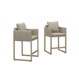 PURPLE LEAF Sanori Outdoor Bar Stools Set of 2 Modern Olefin Weaving Bar Chairs with Backrest Pillow for Patio, Poolside or Indoor