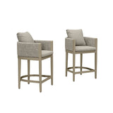 PURPLE LEAF Sanori Outdoor Bar Stools Set of 2 Modern Olefin Weaving Bar Chairs with Backrest Pillow for Patio, Poolside or Indoor