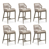 PURPLE LEAF Outdoor Bar Stool Set of 6, Wicker Chairs Bar Chairs with Cushion, All-Weather Patio Furniture kitchen stools
